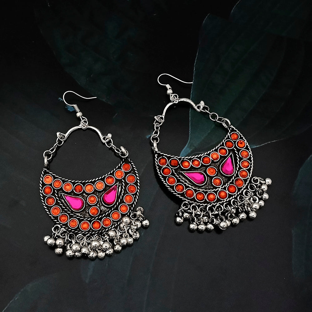 Jeweljunk Kundan Stone Oxidised Afghani Dangler Earrings