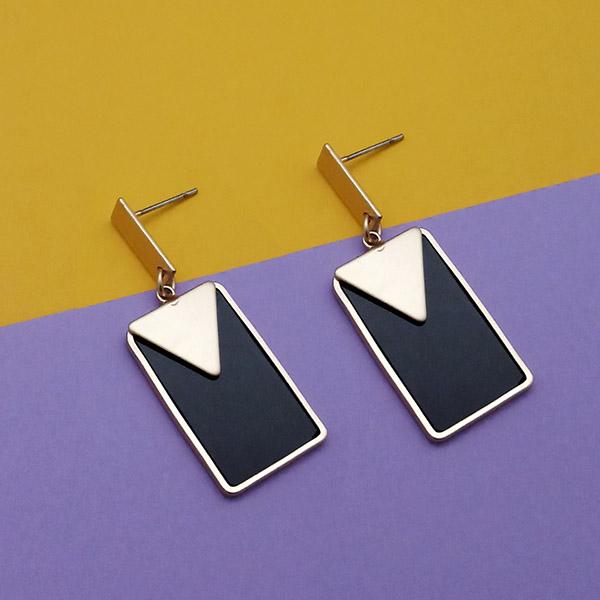 Kriaa Gold Plated Black Enamel Earrings - 1312864