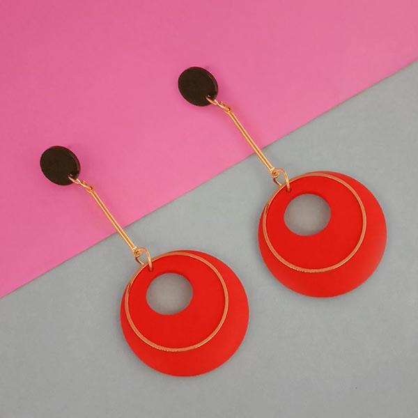 Urthn Red Wood Gold Plated Dangler Earrings - 1313210A