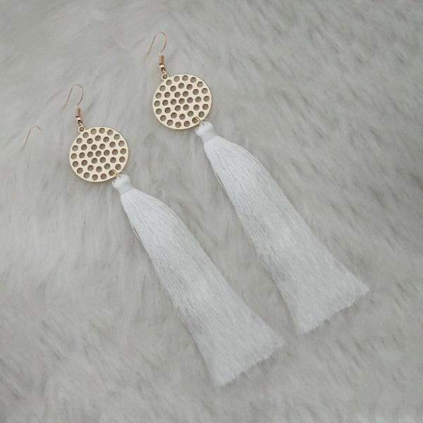 Jeweljunk White Gold Plated Plated Tassel Earrings - 1313325B