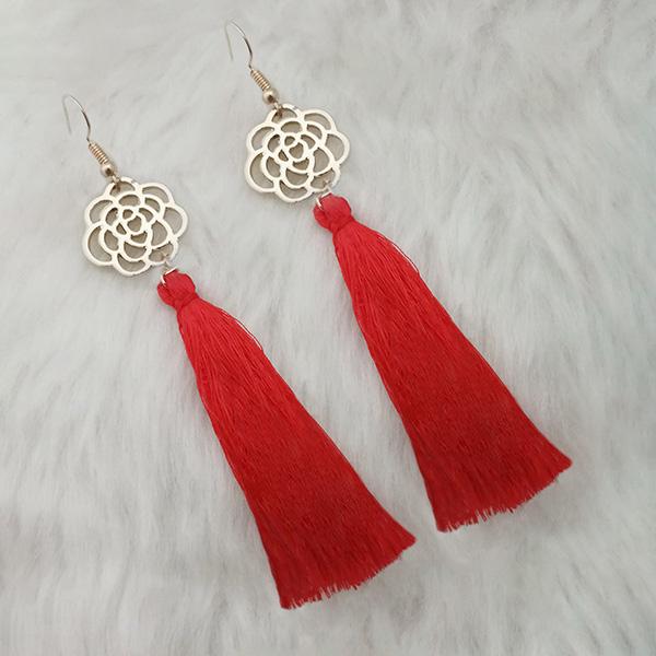 Jeweljunk Red Thread Gold Plated Tassel Earrings - 1313327F