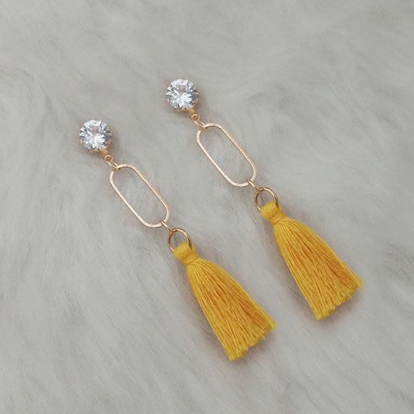 Jeweljunk Gold Plated Yellow Thread Tassel Earrings - 1313333D