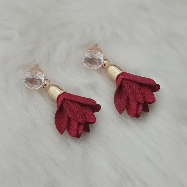 Jeweljunk Gold Plated Maroon Thread Earrings - 1313336C