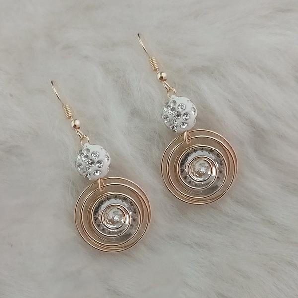 Jeweljunk White Austrian Stone Gold Plated Dangler Earrings - 1313415C