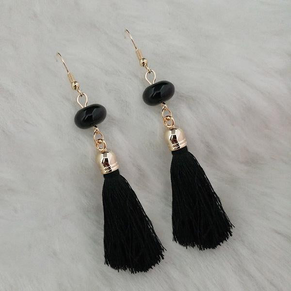 Jeweljunk Brown Thread Gold Plated Tassel Earrings - 1313421D