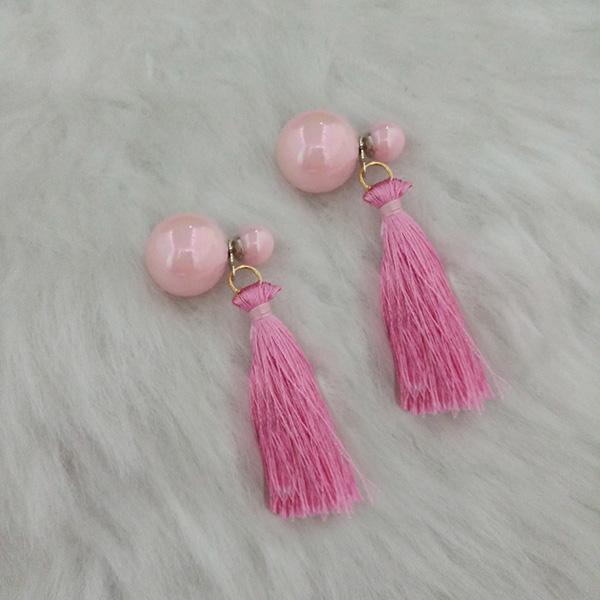 Jeweljunk Pink Thread Tassel Earrings - 1313422A