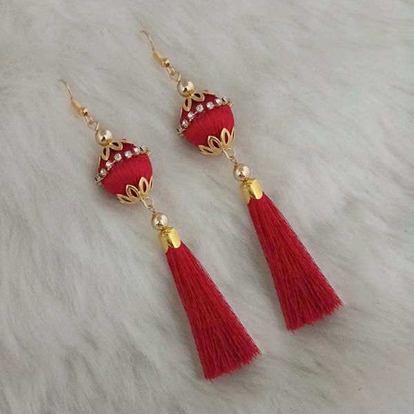 Jeweljunk Red Thread Gold Plated Tassel Earrings - 1313428F