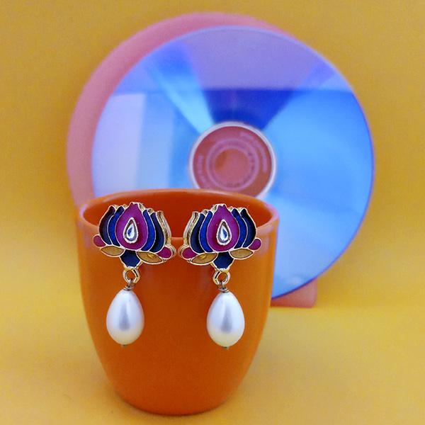 Urthn Fashions Purple Meenakari Earrings - 1314401