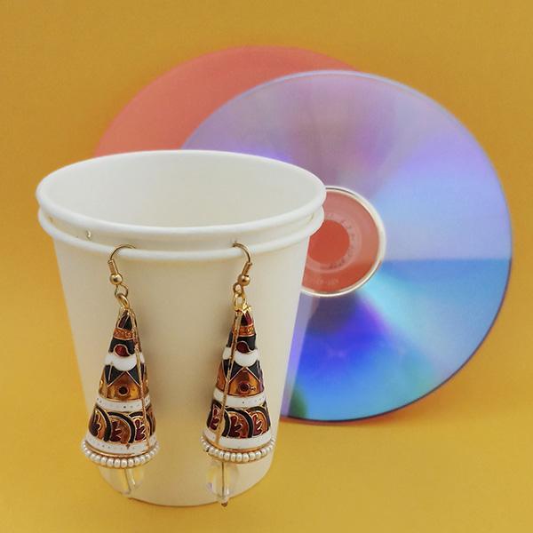 Urthn Fashions White Meenakari Earrings - 1314421I