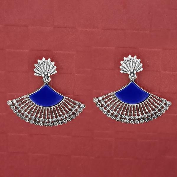 Jeweljunk Silver Plated Blue Enamel Earrings - 1314746B