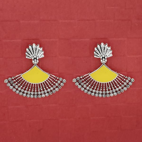 Jeweljunk Silver Plated Yellow Enamel Earrings - 1314746E