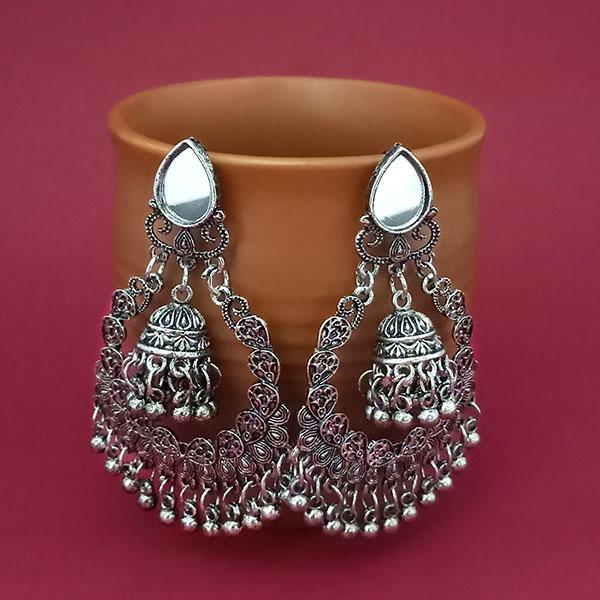 Jeweljunk Silver Plated Mirror Dangler Earrings - 1314817A