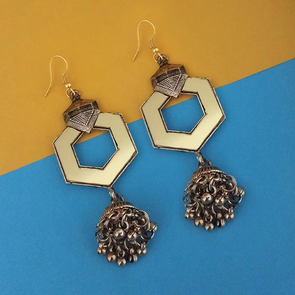 Tip Top Fashions Antique Gold Plated Mirror Jhumki Earrings - 1314941B