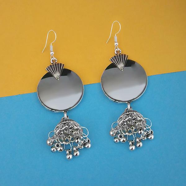Tip Top Fashions Oxidised Plated Mirror Jhumki Earrings - 1314947