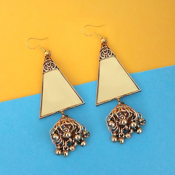 Tip Top Fashions Antique Gold Plated Mirror Jhumki Earrings - 1314948B