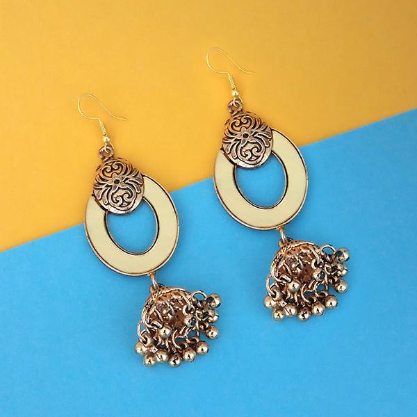 Tip Top Fashions Antique Gold Plated Mirror Jhumki Earrings - 1314952B