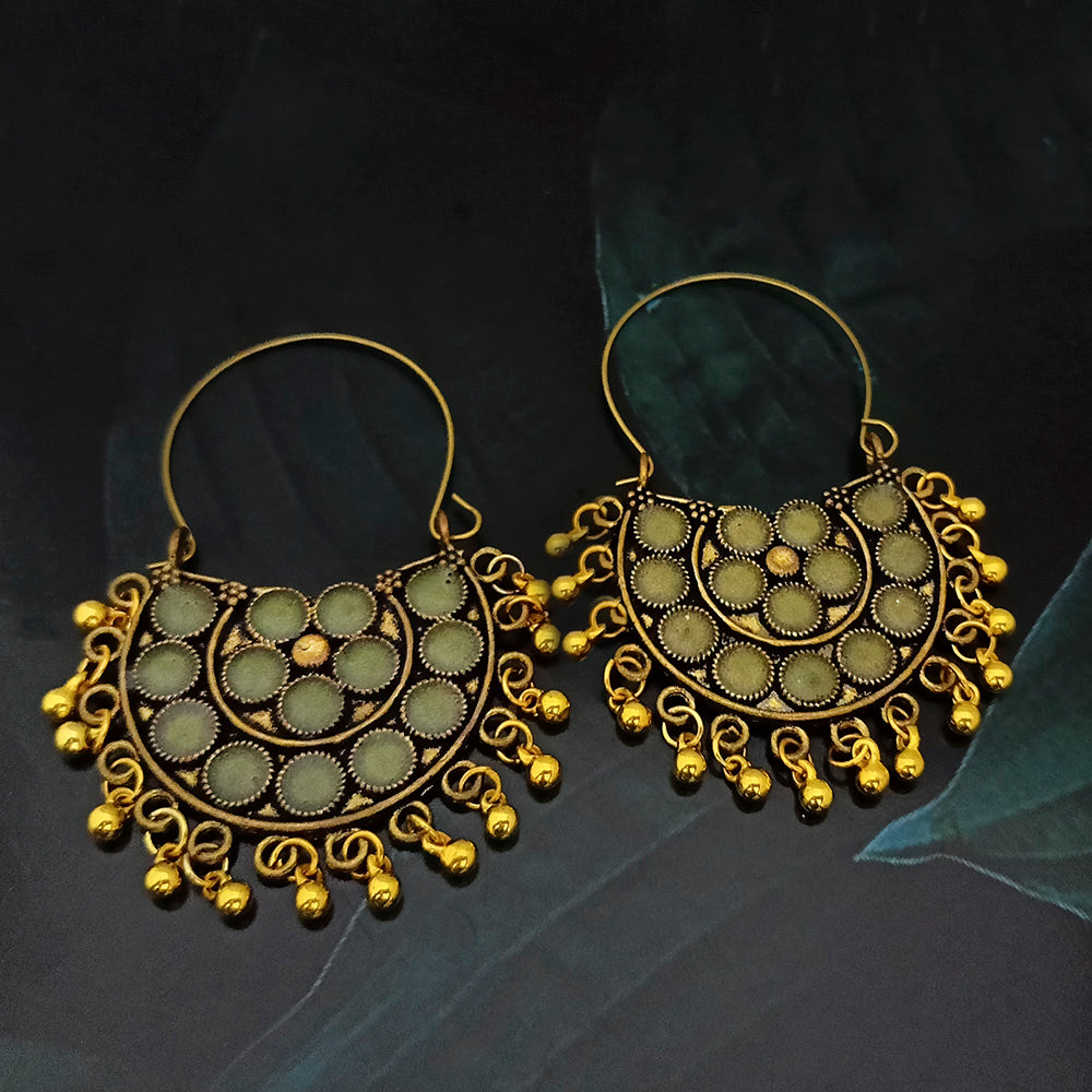 Jeweljunk Antique Gold Plated Dangler Afghani Earrings