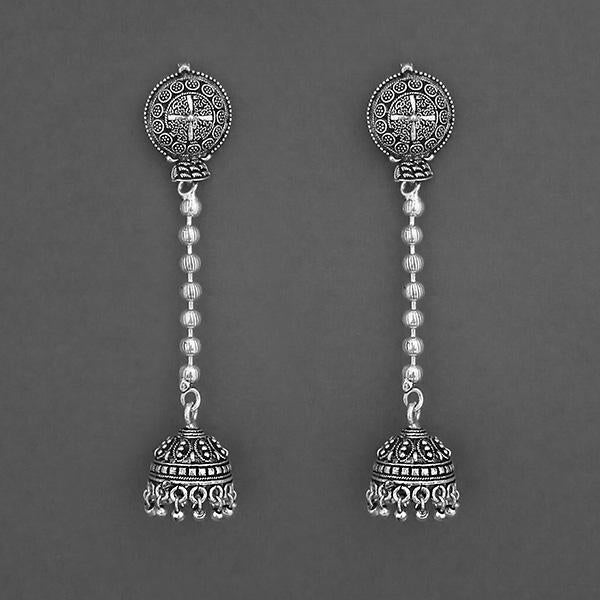 Jeweljunk Oxidised Chain Jhumki Earrings - 1315207