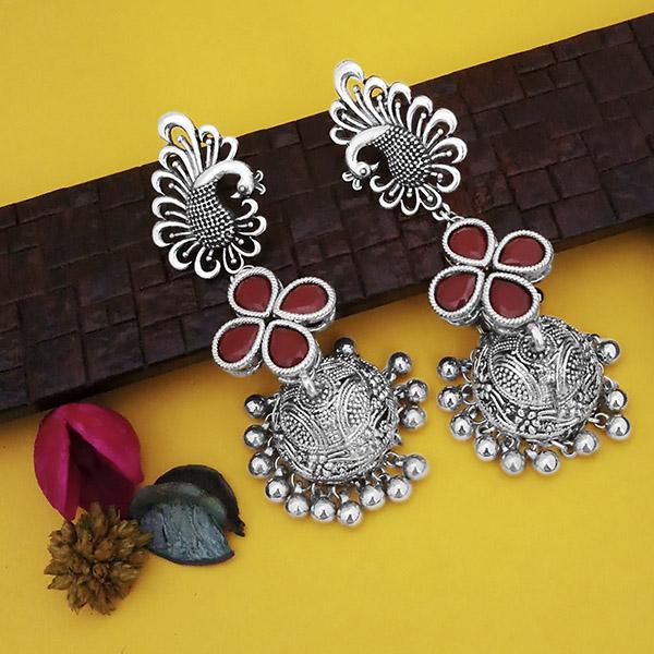 Jeweljunk Oxidised Plated Peacock Design Jhumki Earrings