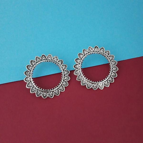 Tip Top Fashions Oxidised Plated Round Stud Earrings - 1315340