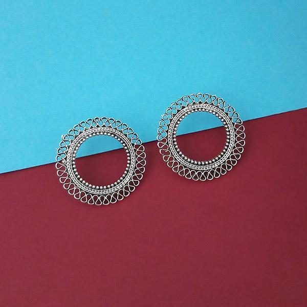 Tip Top Fashions Oxidised Plated Round Stud Earrings - 1315341