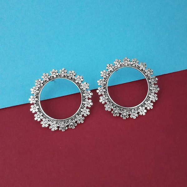 Jeweljunk Oxidised Plated Round Stud Earrings - 1315343