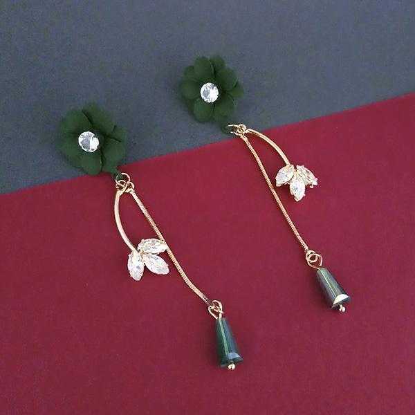 Urthn Green Floral Austrian Stone Dangler Earrings - 1315709F