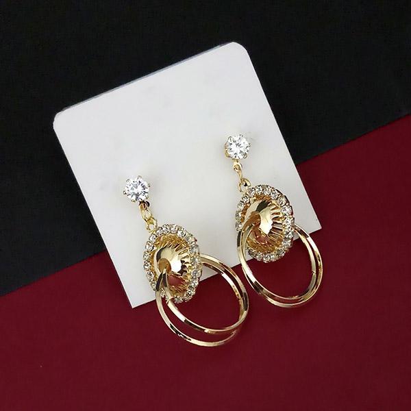 Urthn White Austrian Stone Gold Plated Dangler Earrings - 1315804A