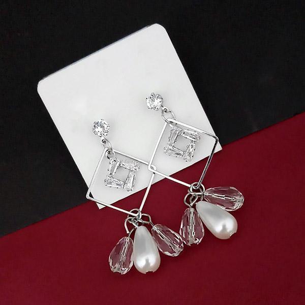 Urthn AD Stone Silver Plated Dangler Earrings - 1315805B