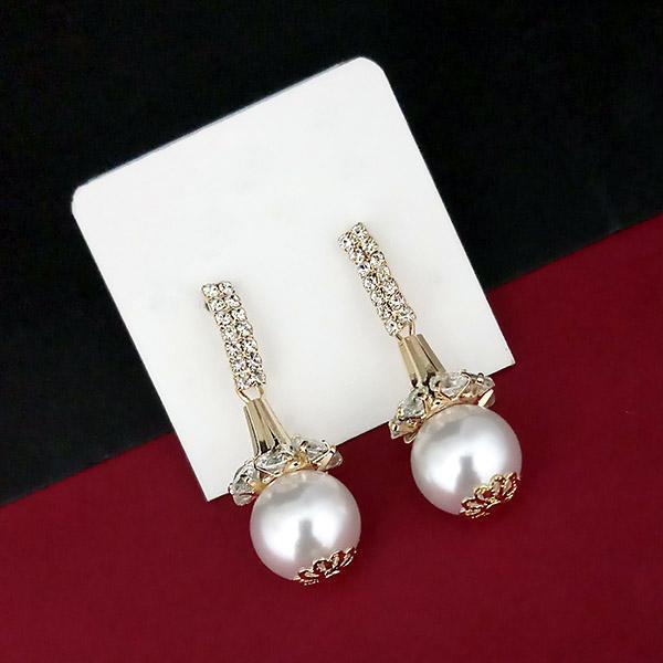 Urthn White Austrian Stone Gold Plated Dangler Earrings - 1315810