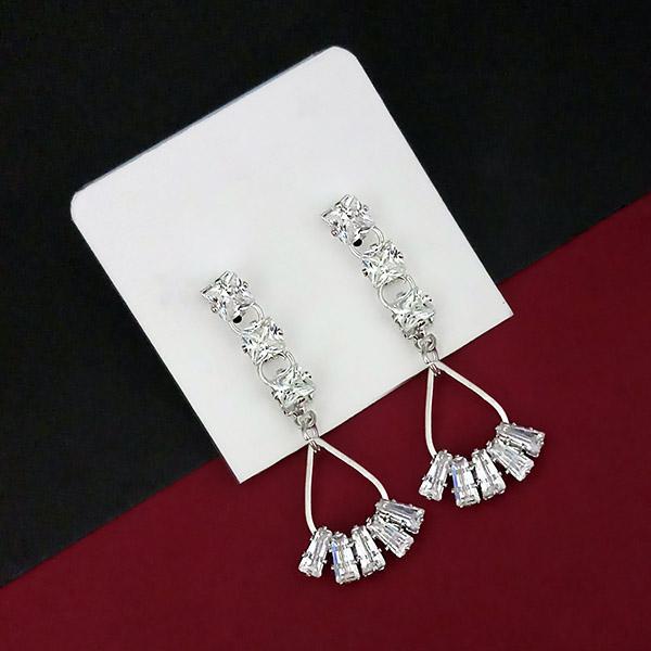 Urthn AD Stone Silver Plated Dangler Earrings - 1315815