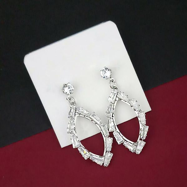 Urthn AD Stone Silver Plated Dangler Earrings - 1315851B