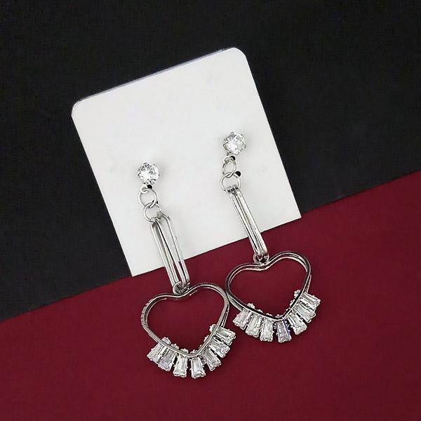 Urthn AD Stone Silver Plated Dangler Earrings - 1315852B