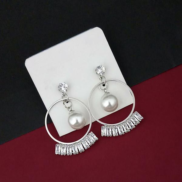 Urthn AD Stone Silver Plated Dangler Earrings - 1315854B