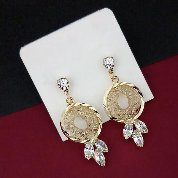 Urthn White Crystal Stone Gold Plated Dangler Earrings - 1315864A