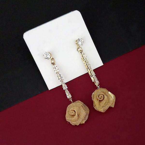 Urthn AD Stone Gold Plated Floral Dangler Earrings - 1315880