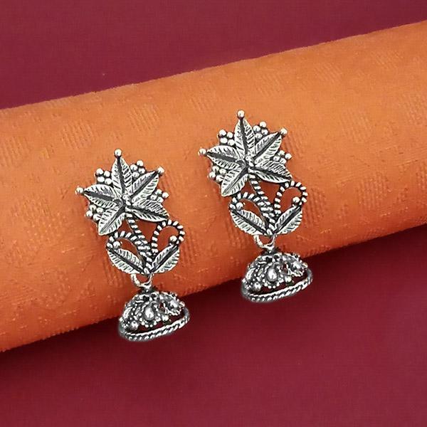 Jeweljunk Floral Design Oxidised Plated Floral Jhumki Earrings - 1316003