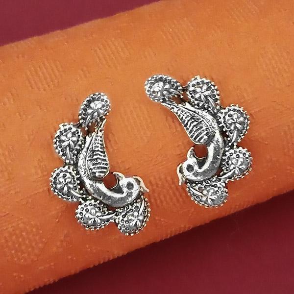 Jeweljunk Oxidised Plated Peacock Design Stud Earrings - 1316010