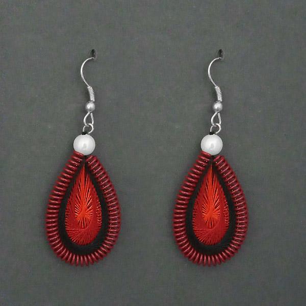 Tip Top Fashions Rhodium Plated Brown Thread Dangler Earrings - 1316105A