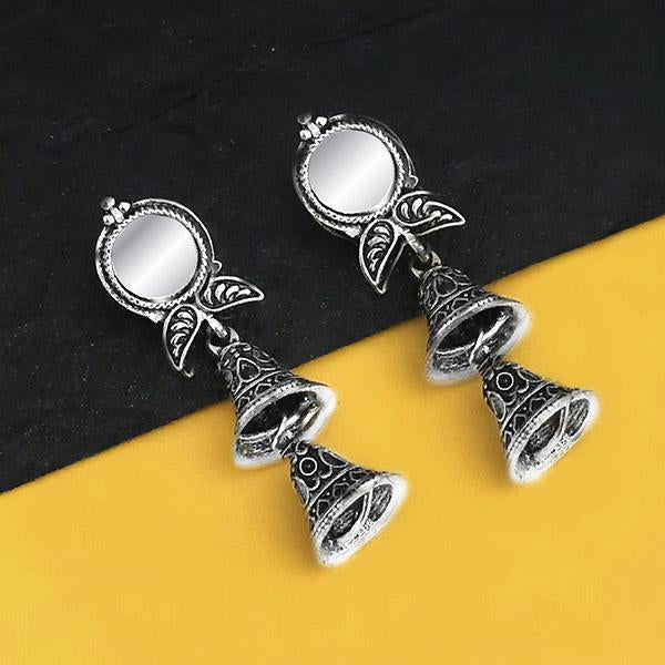 Jeweljunk Oxidised Plated Mirror Jhumki Earrings - 1316226B