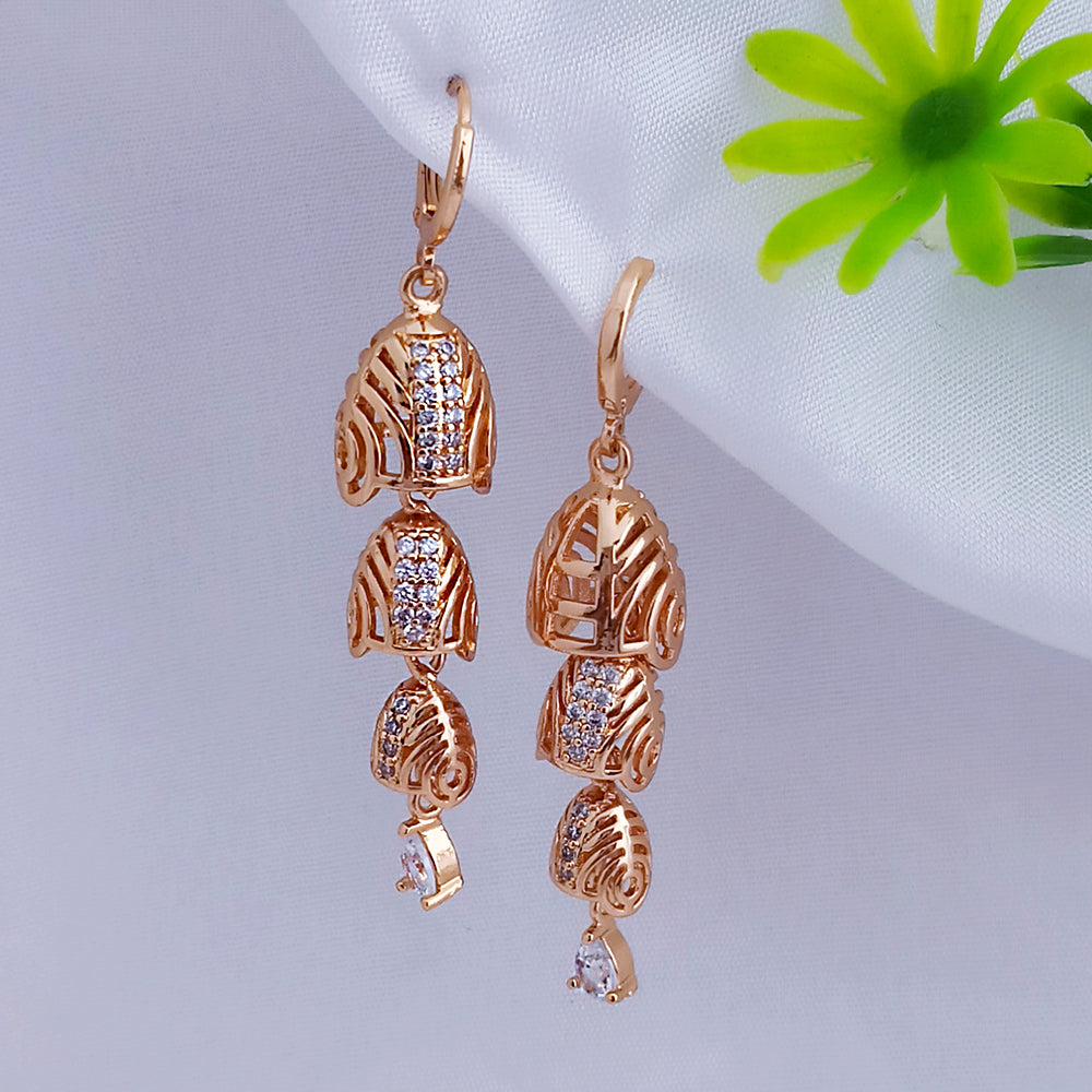 JB Arts Gold Plated AD Stone Jhumki Earrings
