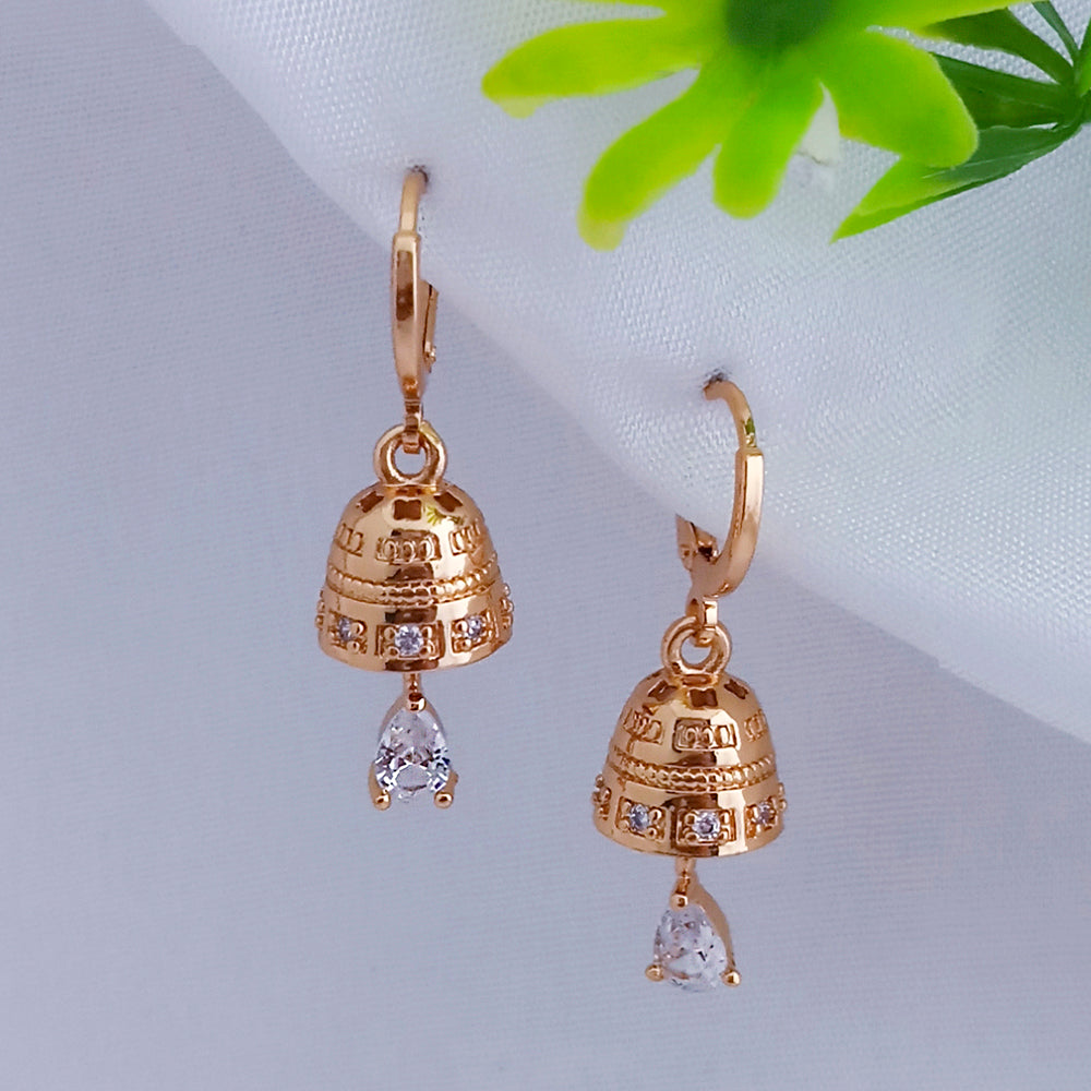 JB Arts Rose Gold Plated AD Stone Jhumki Earrings