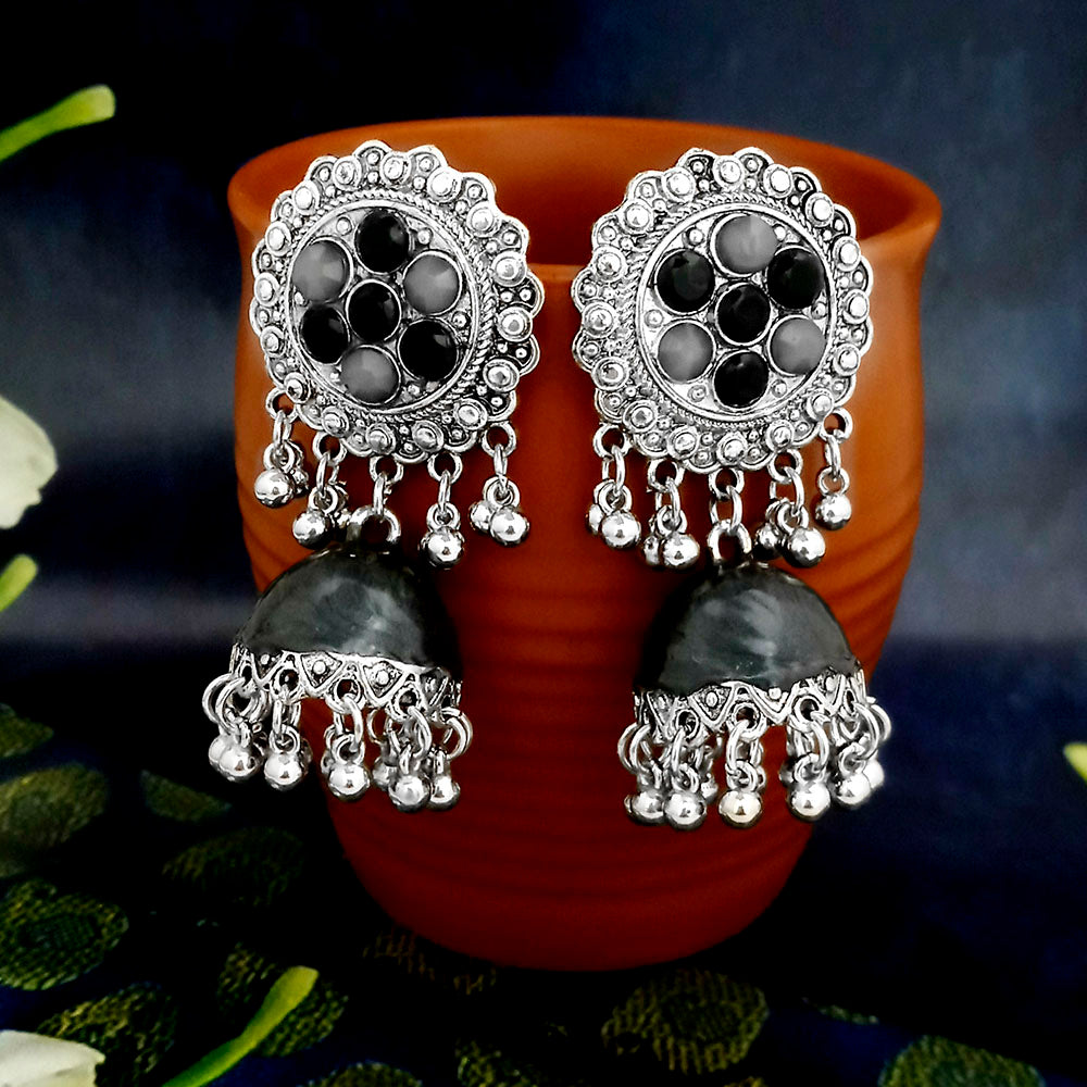 JewelJunk Black Oxidized Plated Jhumka