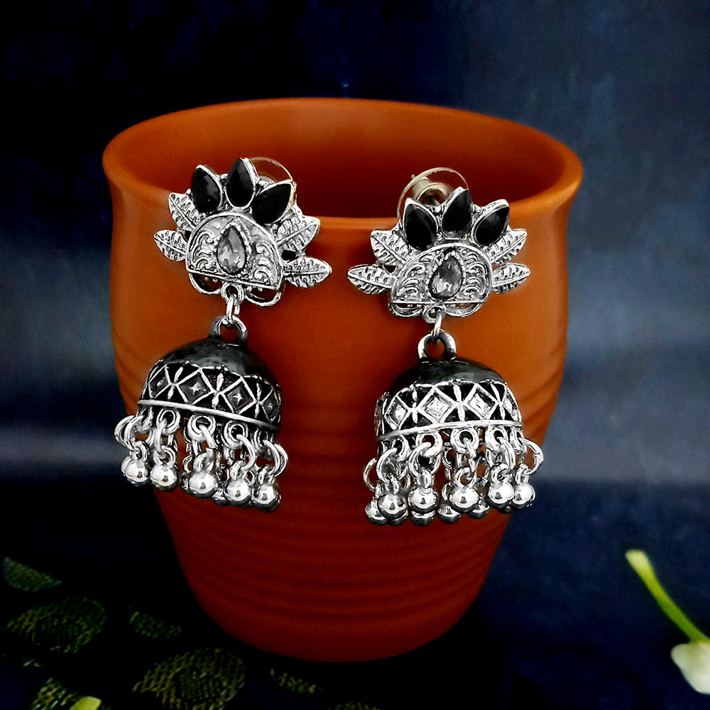 JewelJunk Black Oxidized Plated Jhumka