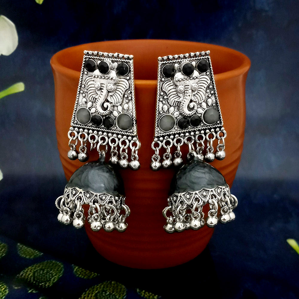 JewelJunk Black Oxidized Plated Jhumka