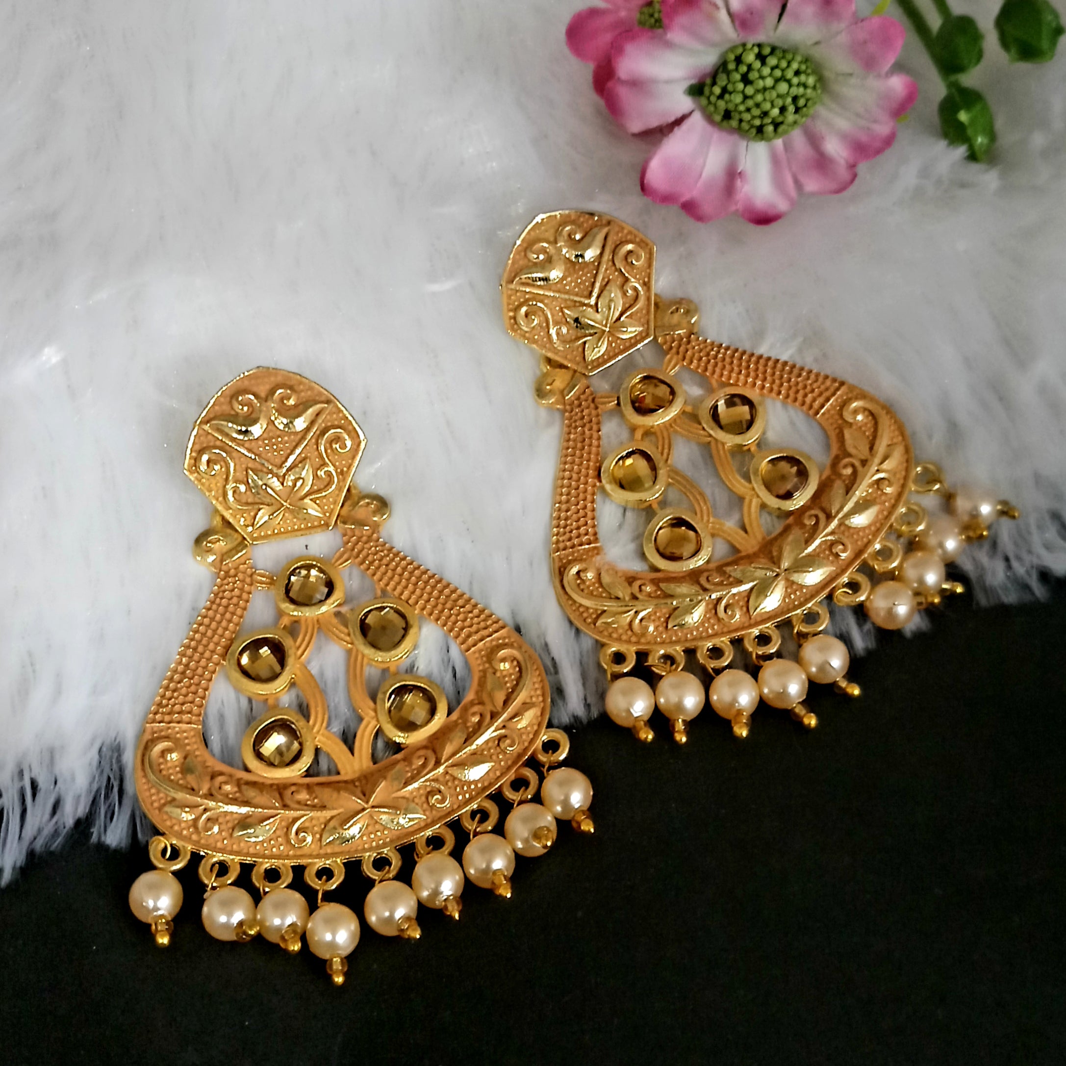 Amina Creation Gold Plated Meenakari Dangler Earrings Assorted Color