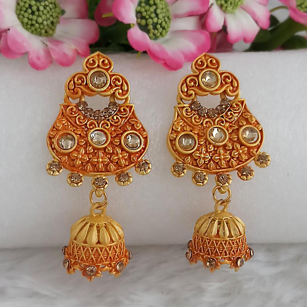 Woma Gold Plated Orange Dangler Meenakari Earrings - 1318064F