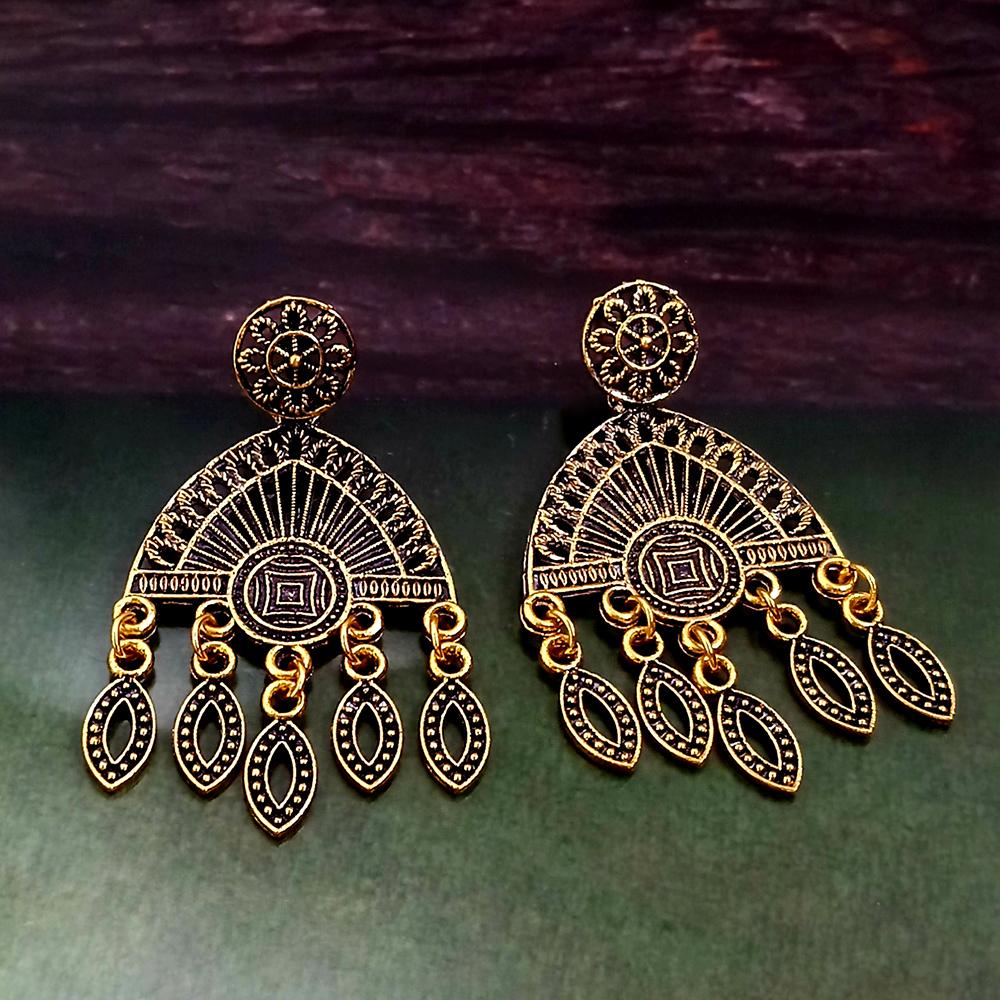 Woma Antiqe Gold Plated Dangler Earrings - 1318214A