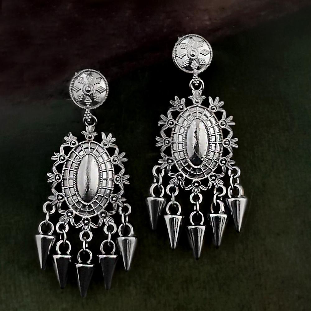 Woma Oxidised Plated Dangler Earrings - 1318341