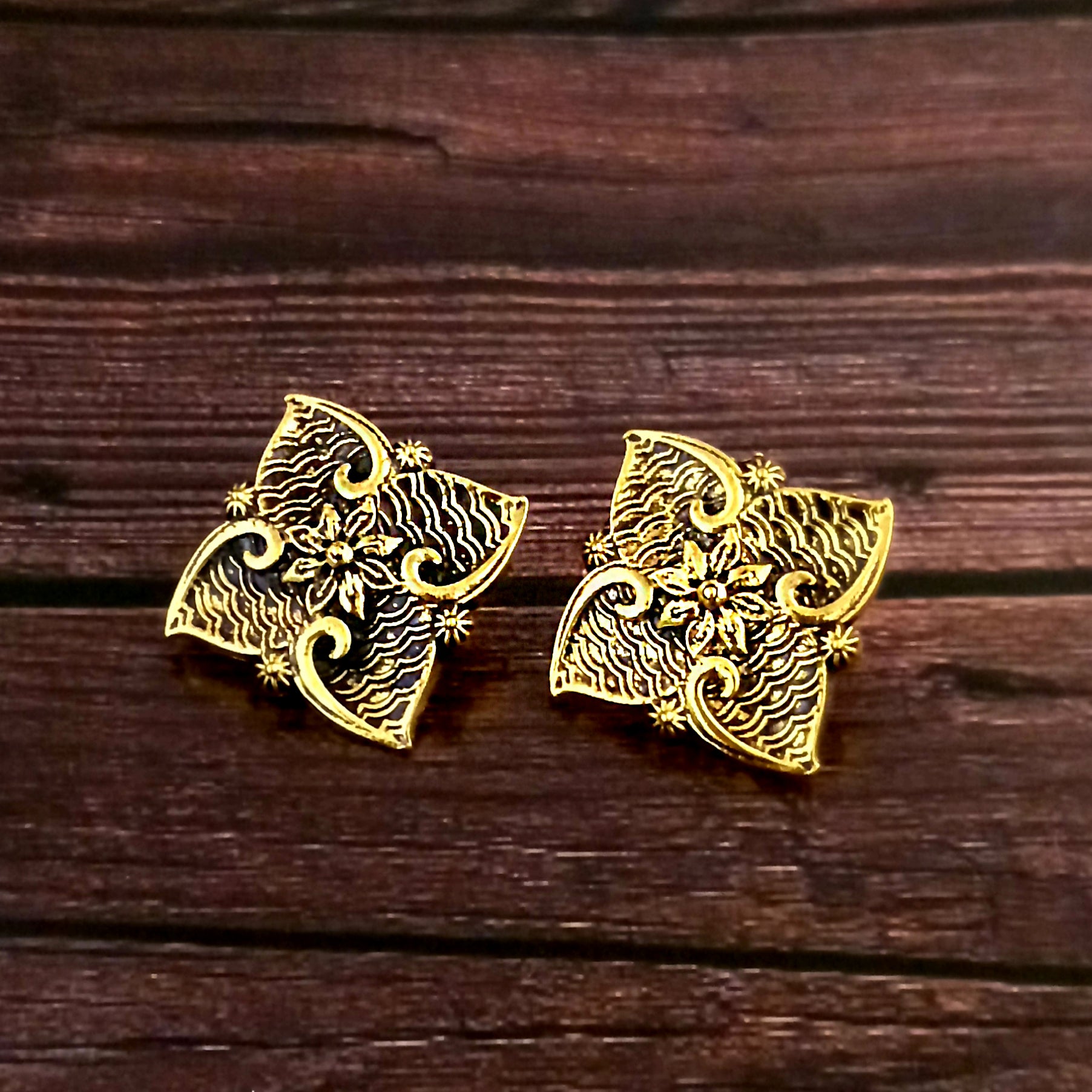 Woma Floral Gold Plated Stud Earrings